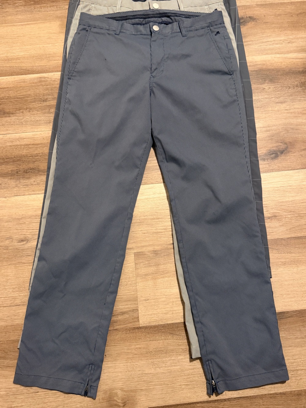 Bonobos Maide Golf Pants Mens 33x32 Herringbone Plaid Gray Stretch Ankle Zip 3pk - Picture 9 of 14